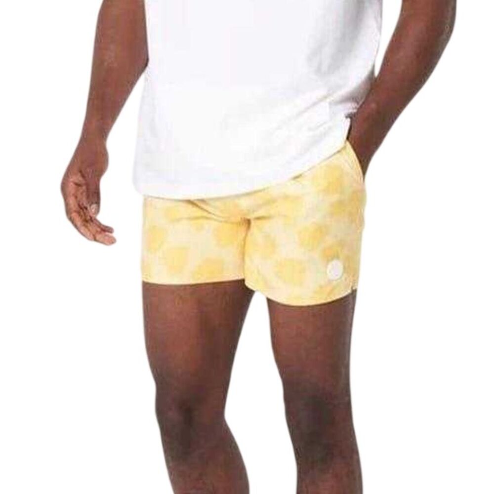 Native Youth Mens Floral Pattern Modern Swimming Swim Shorts / Stone